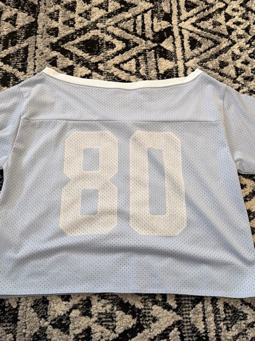 Hollister Light Blue Mesh Jersey Top with White '80' Graphic